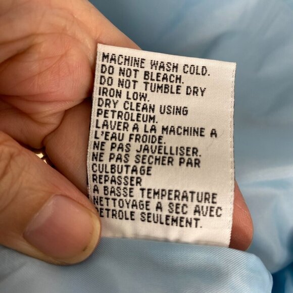 80s 90s Vintage NUAGE Powder Blue White High Neck Zip Windbreaker Jacket Large - Picture 13 of 16